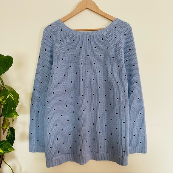 NWOT Talbots Blue Shaker Stitch Embroidered Polka Dot Pullover Sweater S⦠- Picture 7 of 8